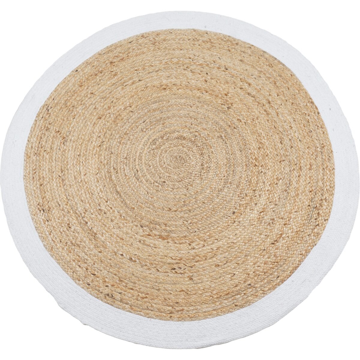 Vloerkleed Jute Rond Naturel/Wit ø120 cm - Afbeelding 1